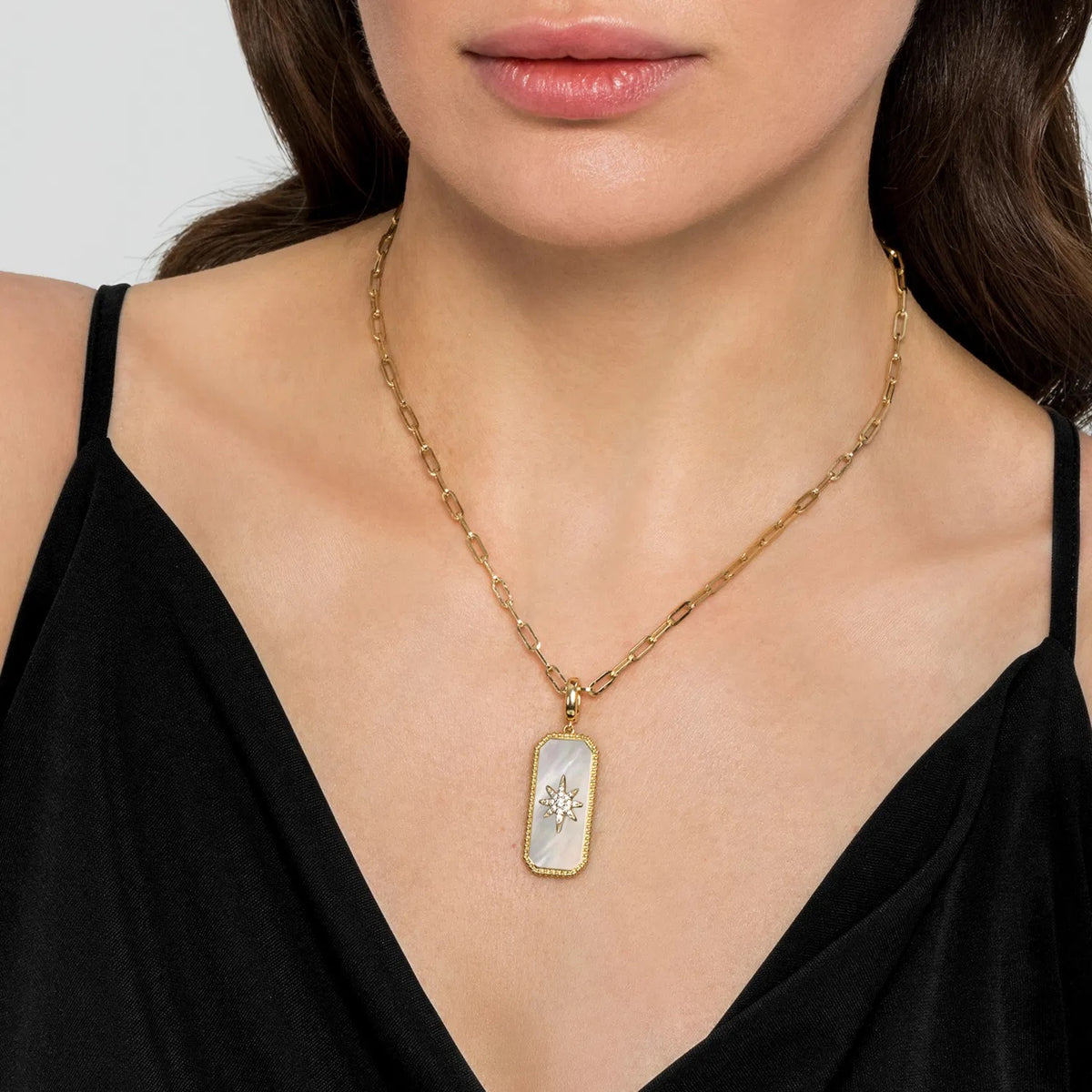 Gabriel & Co. 14K Yellow Gold Diamond and White Mother of Pearl Bujukan Medallion Pendant with Detachable Bail