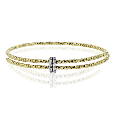 Simon G., 18K Yellow Gold Beaded Bangle With Diamonds