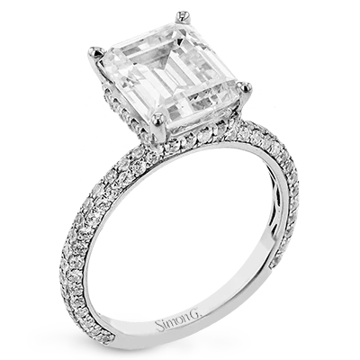 Simon G., Emerald-Cut Hidden Halo Engagement Ring in 18K Gold With Diamonds