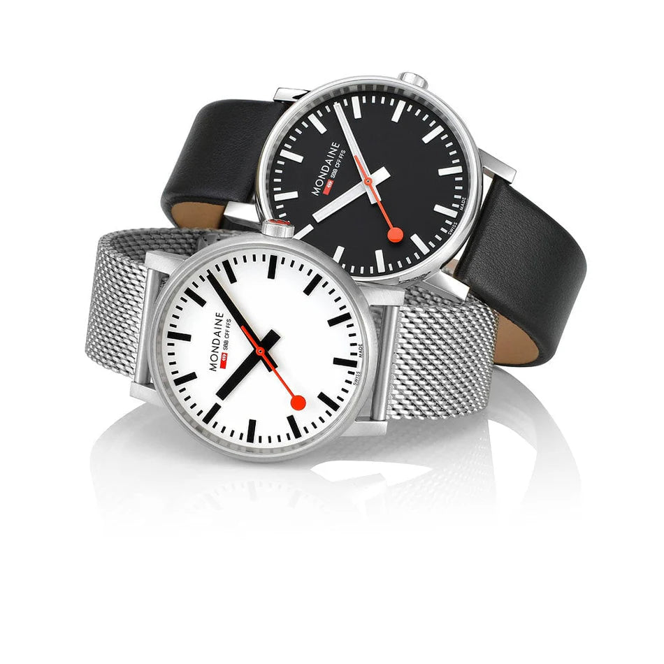 Mondaine Evo2 Black Vegan Leather, 43 MM Watch