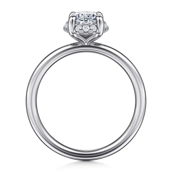 Gabriel & Co., 14K White Gold Oval Cut Semi-Mount Diamond Engagement Ring