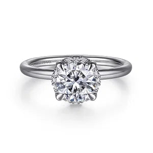 Gabriel & Co., 14K White Gold Round Cut Semi-Mount Diamond Engagement Ring