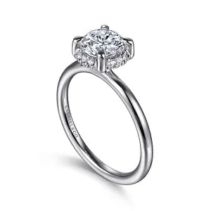 Gabriel & Co., 14K White Gold Round Cut Semi-Mount Diamond Engagement Ring