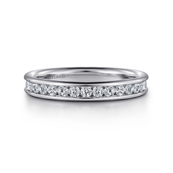 Toledo - 14K White Gold Channel Set Diamond Wedding Band - 0.5 ct