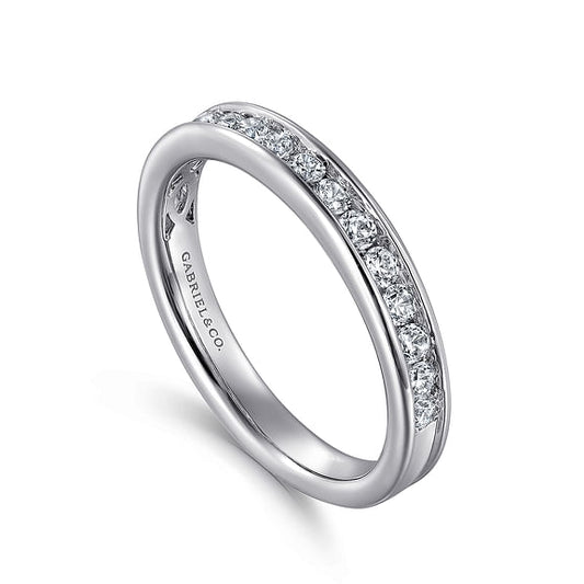 Toledo - 14K White Gold Channel Set Diamond Wedding Band - 0.5 ct