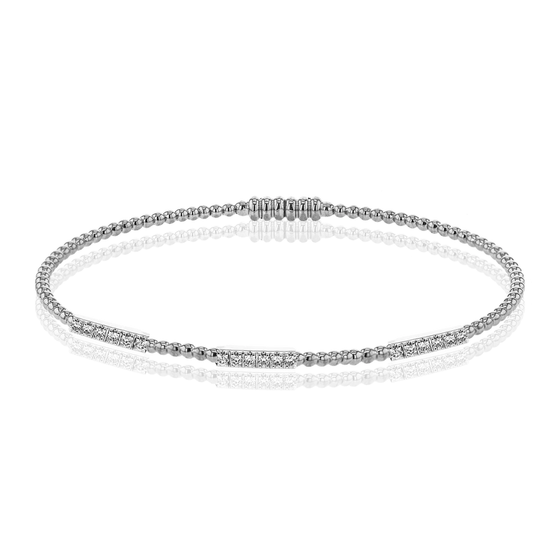 Simon G. Bangle in 18k White Gold with Diamonds