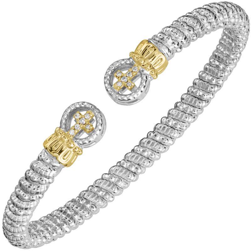 VAHAN, 14K Gold and Sterling Silver, Diamond Stackable Bracelet