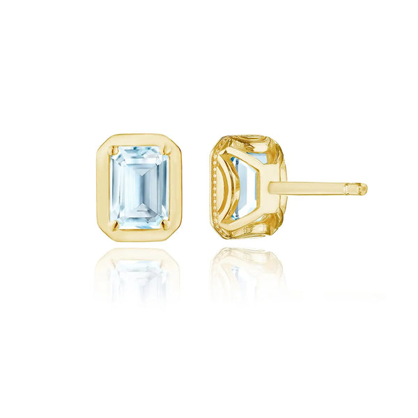 Tacori 18K Yellow Gold Emerald Sky Blue Topaz Stud Earring