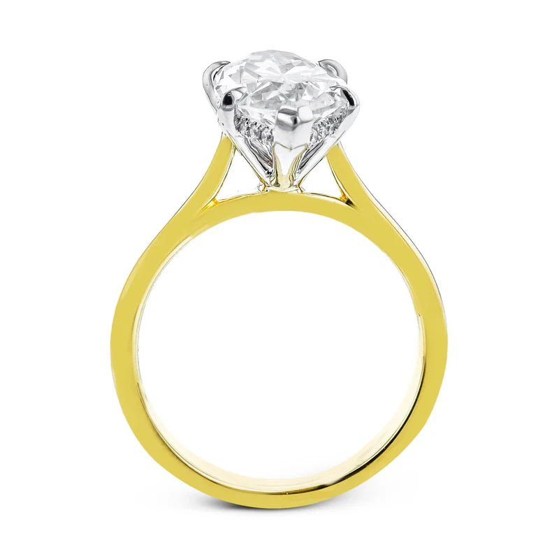 Simon G., Marquise Cut Semi Mount with a Hidden Halo Engagement Ring in 14K Yellow Gold with Diamonds