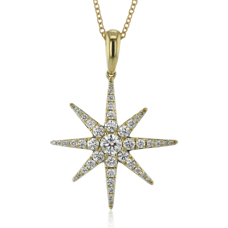 Simon G., 18K Yellow Gold Star Pendant Necklace with Diamonds