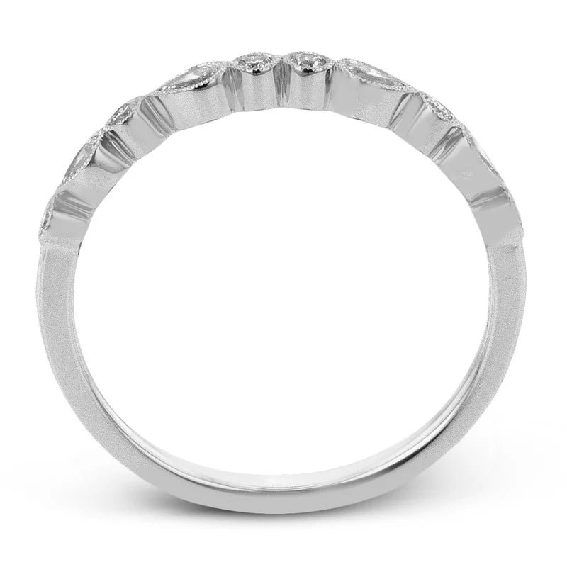 Simon G., Wedding Band in 14K White Gold with Diamonds