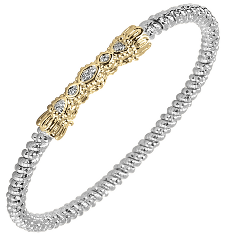 Vahan 14K Yellow Gold and Sterling Silver Diamond 3mm Bangle