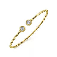 Gabriel & Co.,14K Yellow Gold Bujukan Split Cuff Bracelet with Diamond Pavé Hexagon Caps
