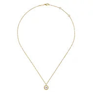 Gabriel & Co., 14K Yellow Gold Round Pearl Pendant Necklace with Bujukan Beaded Frame