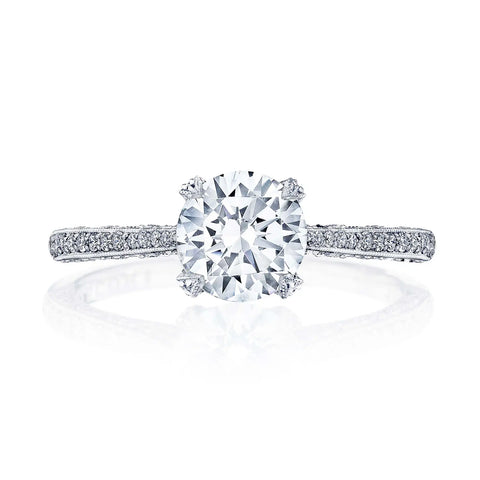 Tacori Classic Crescent Round Solitaire Engagement Ring in 18K White Gold