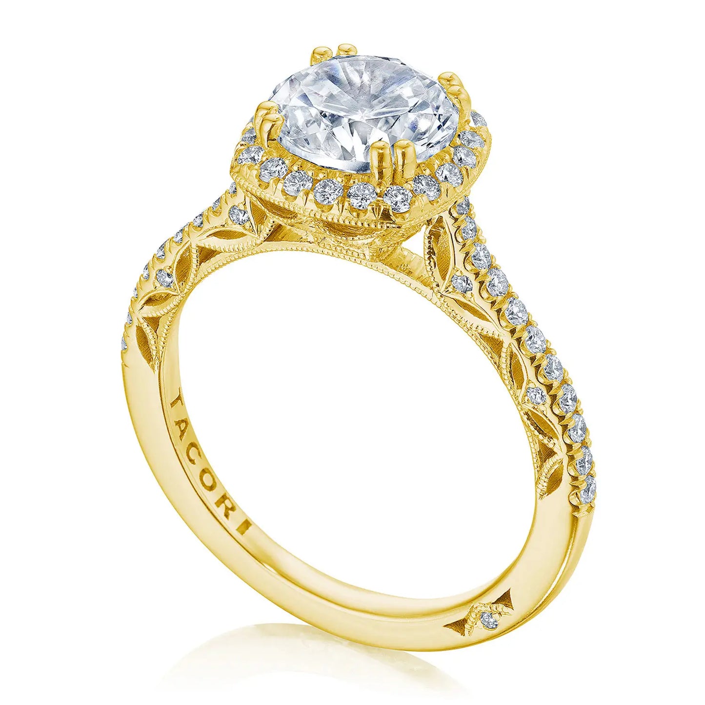 Tacori Cushion Bloom 18K Yellow Gold Semi Mount Engagement Ring