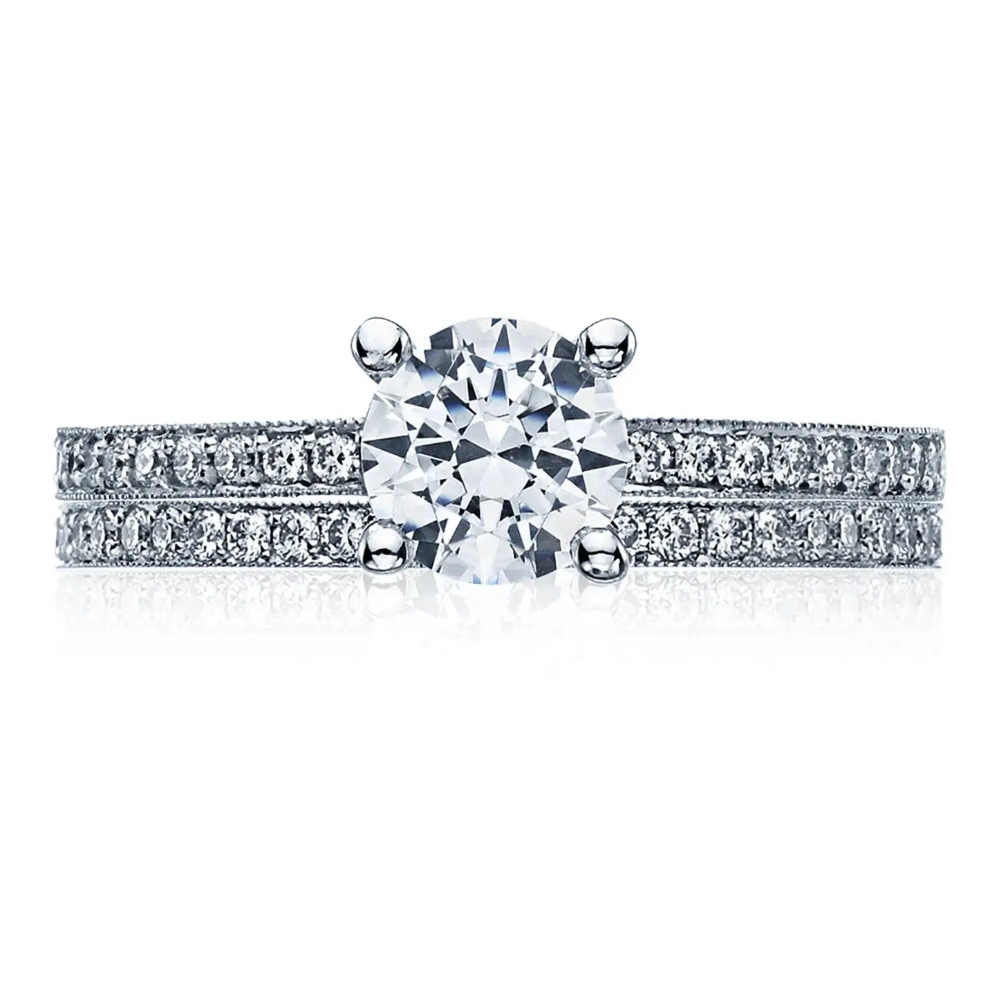 Tacori Sculpted Crescent 18KW Round Diamond Engagement Ring