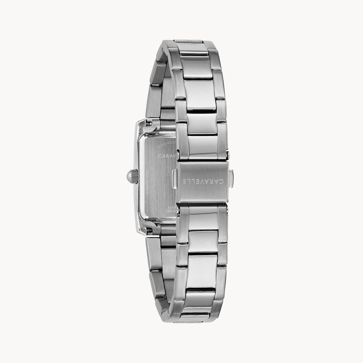 Caravelle Dress Stainless Steel Silver Dial Ladies Tank Watch