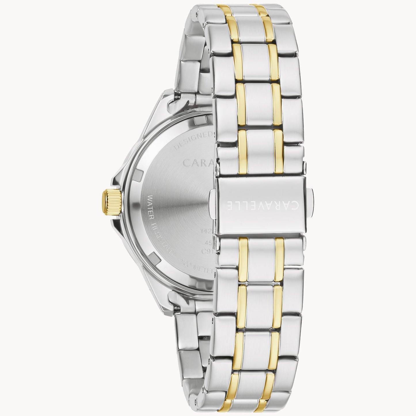 Caravelle Aqualuxx Two Tone Crystal Silver Dial Ladies Watch