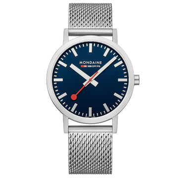 Mondaine Classic Blue Dial Stainless Steel Strap 40mm Watch