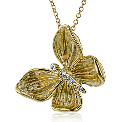 Simon G., Monarch Butterfly Pendant in 18K Gold with Diamonds