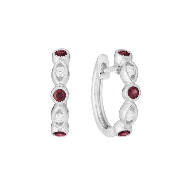 Artistry 14KW Garnet and Diamond Huggie