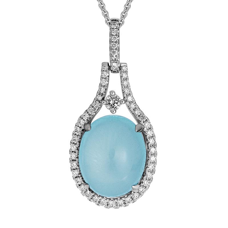 Artistry 14KW Aquamarine and Diamond Pendant