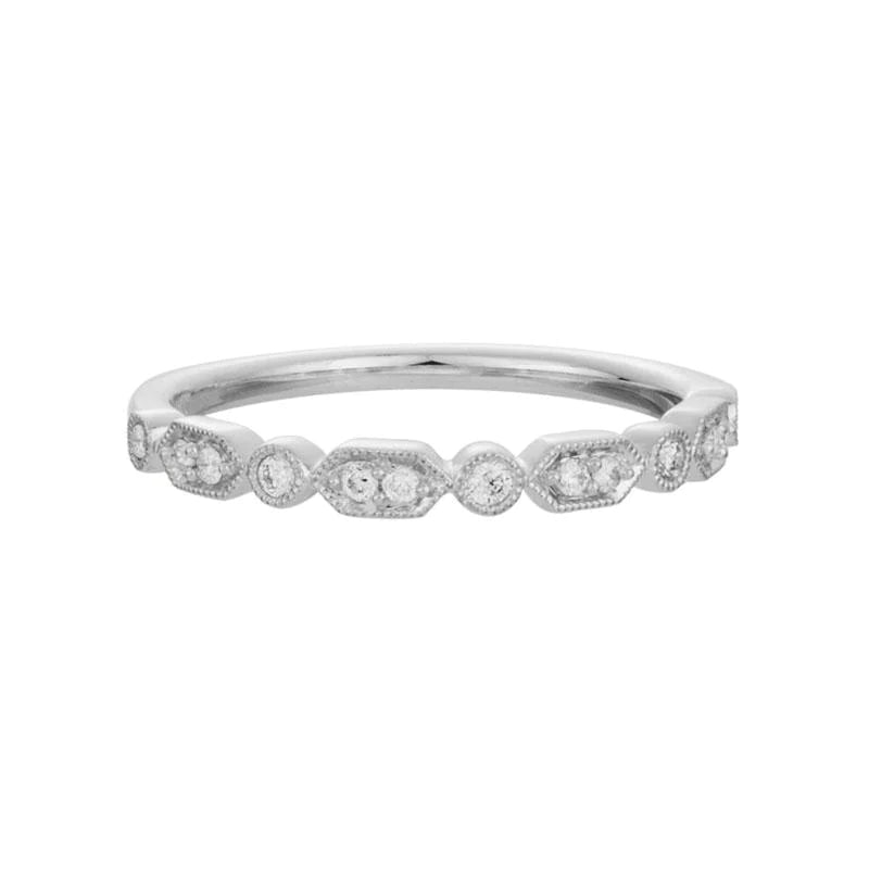 Artistry, 14K White Gold Geometric Diamond Stackable Band 3/4 way around
