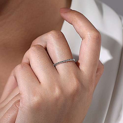 Gabriel & Co 14K White Gold Bujukan Beaded Stackable Ring