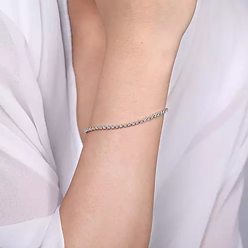 Gabriel & Co., 14K White Gold Buttercup Set Diamond Tennis Bracelet