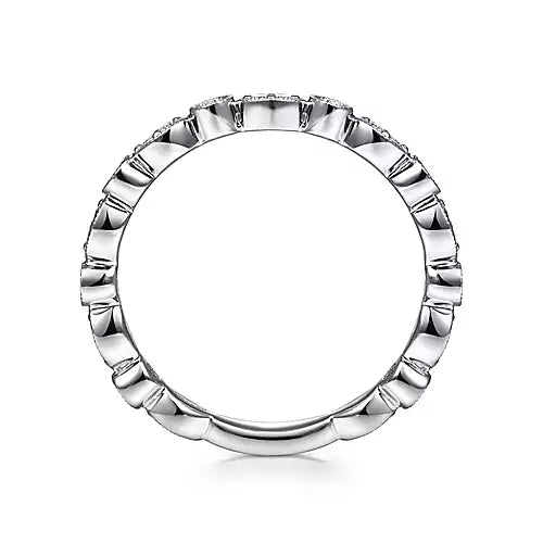 Gabriel & Co., 14K White Gold Marquise and Round Station Diamond Ring
