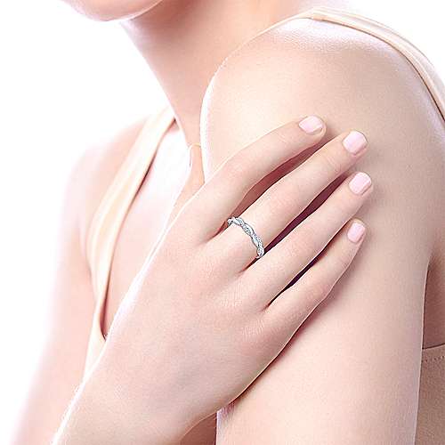 Gabriel & Co 14K White Gold Twisted Diamond Stackable Ring
