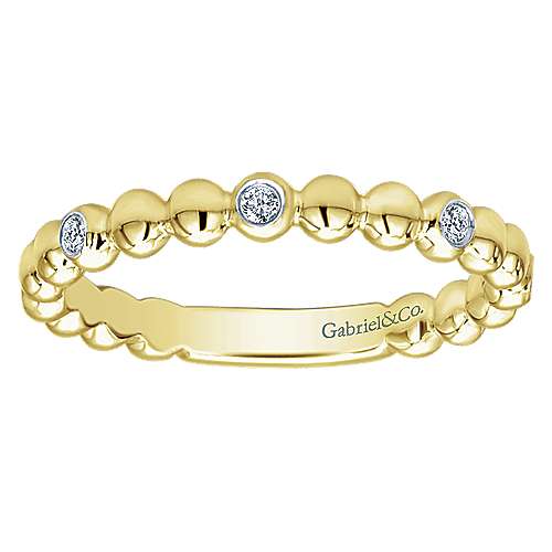 Gabriel & Co., 14K Yellow Gold Bezel Set Diamond Bujukan Stackable Ring