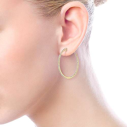 Gabriel & Co., 14K Yellow Gold Diamond Inside Outside Hoop Earrings
