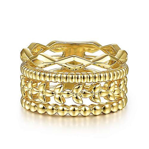 Gabriel & Co., 14K Yellow Gold Multi Row Ring