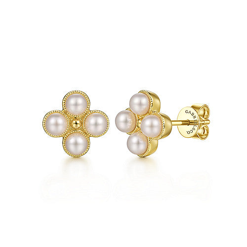 Gabriel & Co., 14K Yellow Gold Pearl Bujukan Stud Earrings – Vaughan's  Jewelers