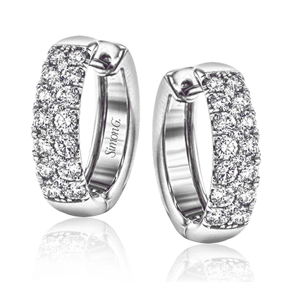 Simon G. 18K White Gold Diamond Simon Set Hoop Earrings