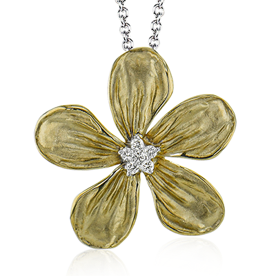 Simon G., Flower Pendant Necklace in 18K Gold with Diamonds