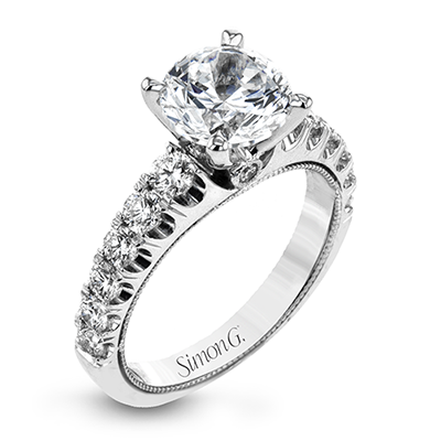 Simon G. 18K White Gold Semi Mount Engagement Ring With Center Stone