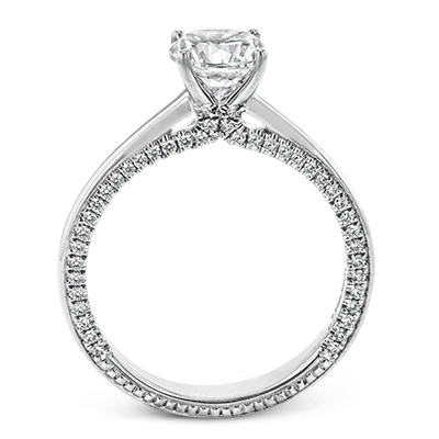 Simon G. 18K White Gold Semi Mount Engagement Ring With Round Center