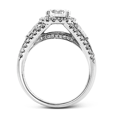 Simon G. 18K White Gold Semi Mount Engagement Ring With Round Center