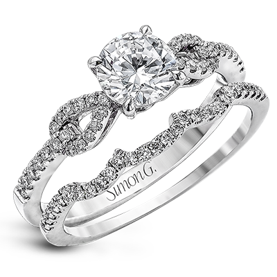 Simon G. 18K White Gold Engagement Ring With Round Diamond Center
