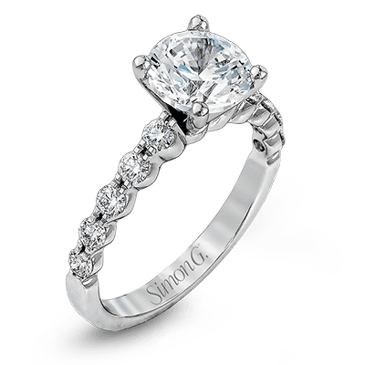 Simon G. 18K White Gold Semi Mount Engagement Ring With Round Center