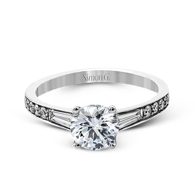 Simon G. 18K White Gold Semi Mount Engagement Ring With Round Center