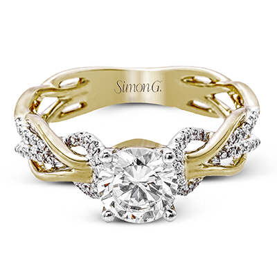 Simon G. 18K Gold Two Tone Semi Mount Engagement Ring With Round Center