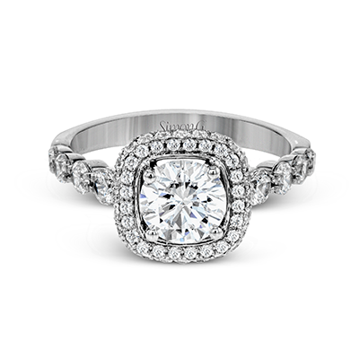 Simon G. 18K White Gold Semi Mount Engagement Ring With Round Center