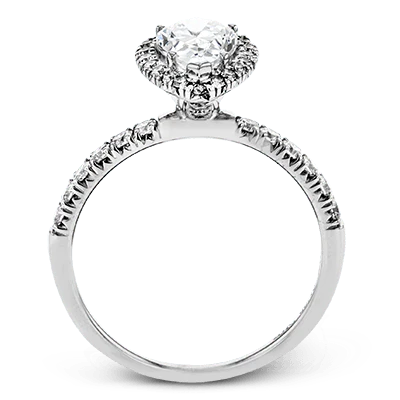Simon G. 18K White Gold Semi Mount Engagement Ring With Pear Shaped Center