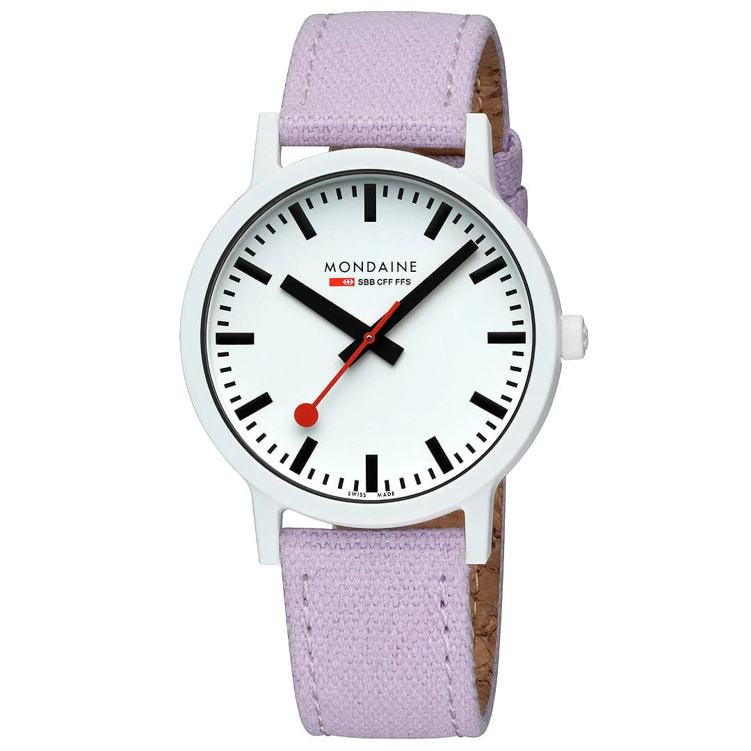 Mondaine Essence White Dial Lavender Strap 41mm Watch