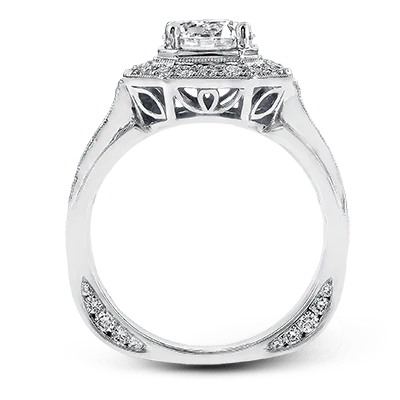 Simon G. 18K White Gold Semi Mount Engagement Ring With Round Center