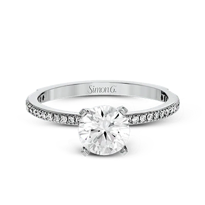 Simon G. 18K White Gold Semi Mount Engagement Ring With Round Center